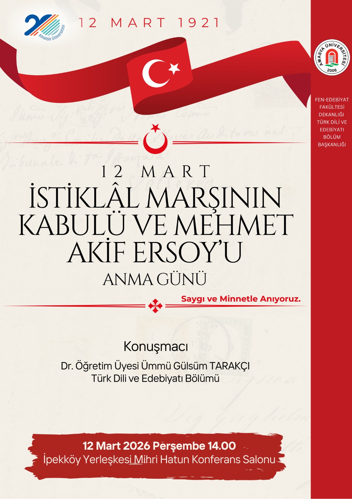 İstiklal Marşının Kabulü ve Mehmet Akif Ersoy'u Anma